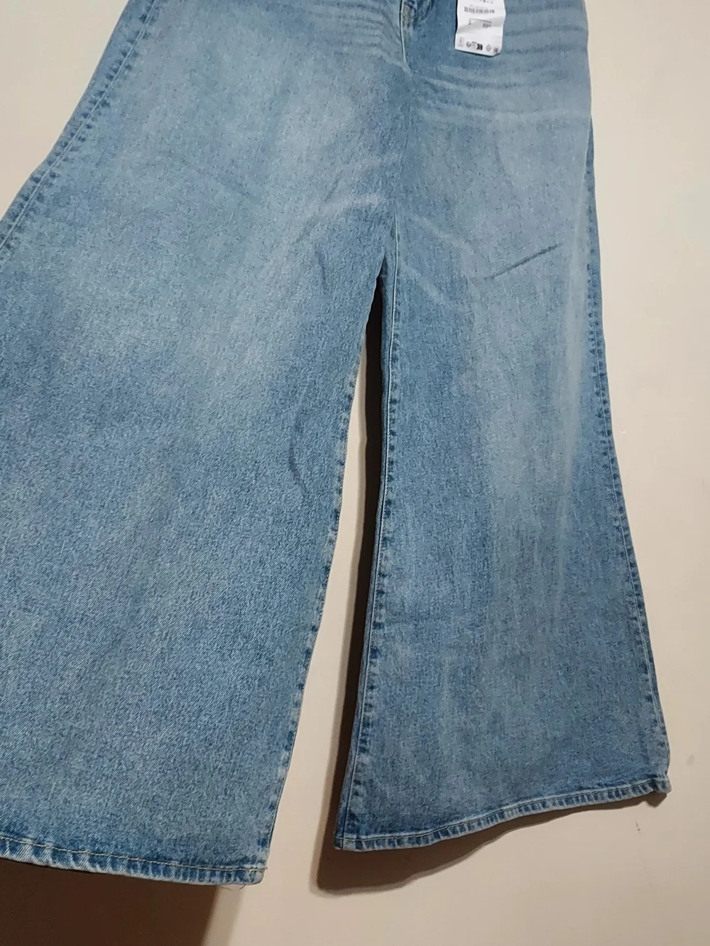 Zara Zw Collection Maxi Wide Leg Low Rise Light Wash Sz-10